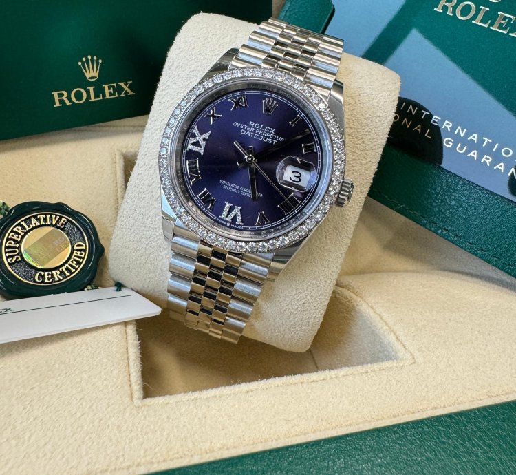 Rolex Datejust 36 New 2024 Purple Pave 6 9 Diamond Dial Stainless Steel Diamond Bezel Jubilee