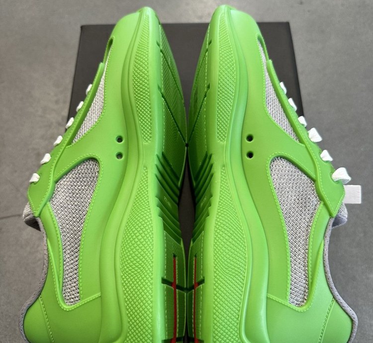 Prada American Cup Green Rubber Sneakers Size 43