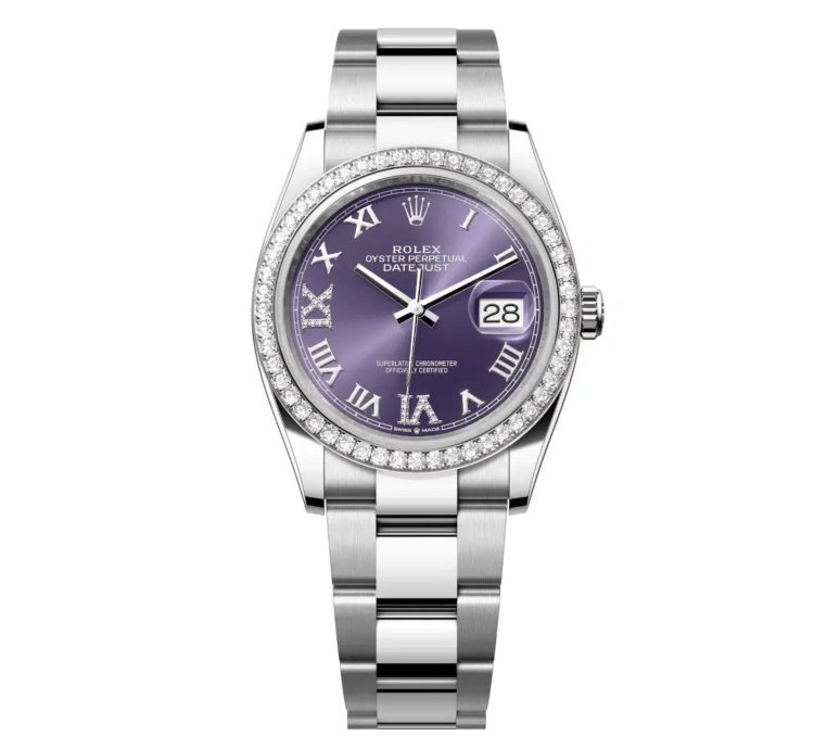 Rolex Datejust 36 New 2025 Aubergine Diamond Dial Stainless Steel Diamond Bezel Oyster Bracelet
