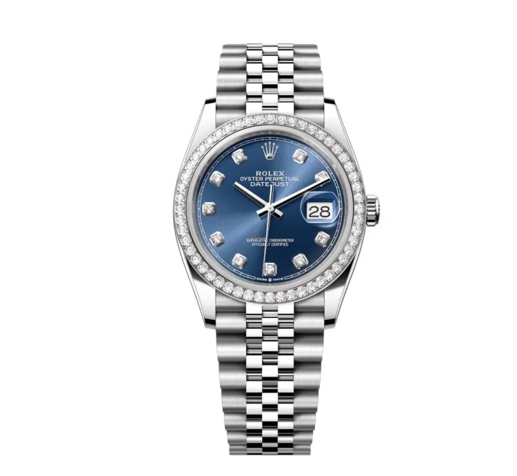 Rolex Datejust 36 New 2025 Blue Diamond Dial Stainless Steel Diamond Bezel Jubilee Bracelet