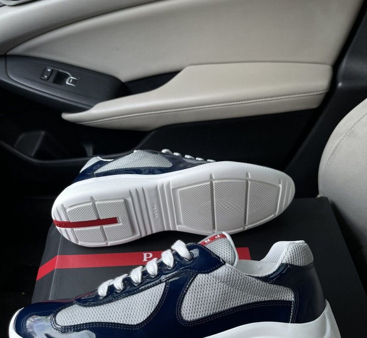 Prada American Cup Sneakers Navy Blue New Never Worn Us 10