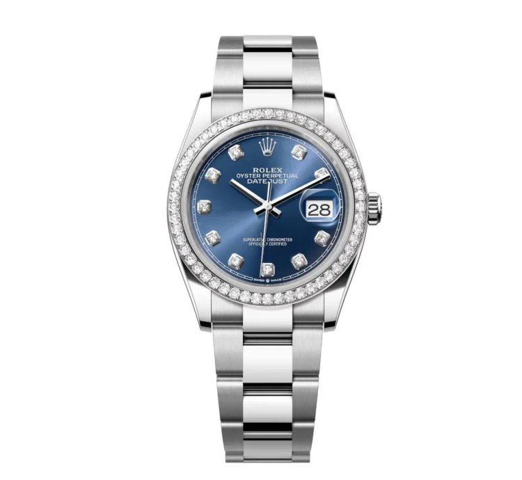 Rolex Datejust 36 New 2025 Blue Diamond Dial Stainless Steel Diamond Bezel Oyster Bracelet