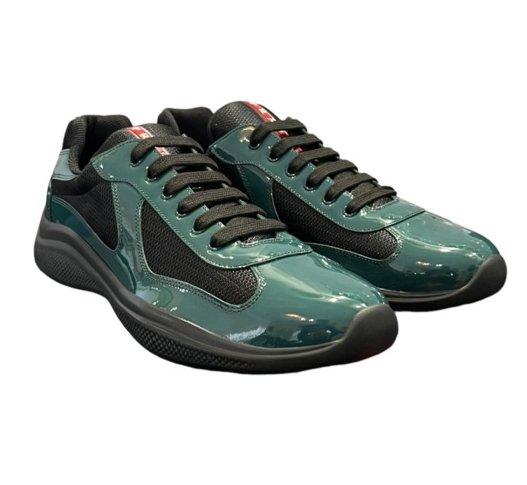 Prada Americans Cup Green Size 12 New Green Patent Leather
