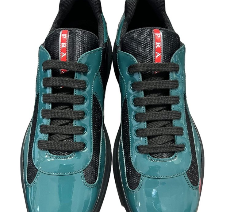 Prada Americans Cup Green Size 12 New Green Patent Leather