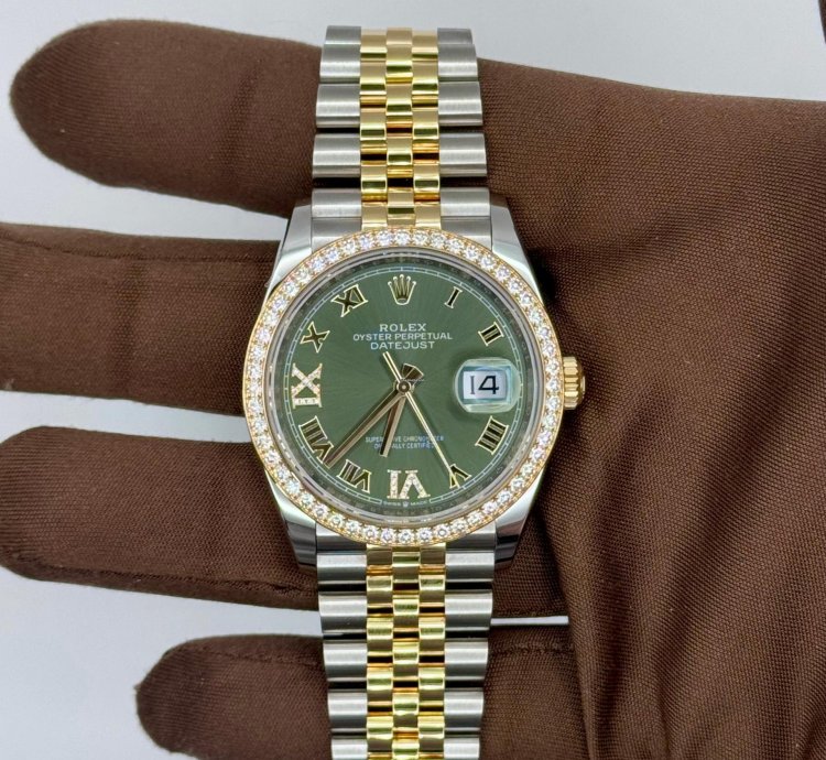 Rolex Datejust 36 New 2025 Green 6 9 Diamond With Diamond Bezel Datejust 36 126283rbr