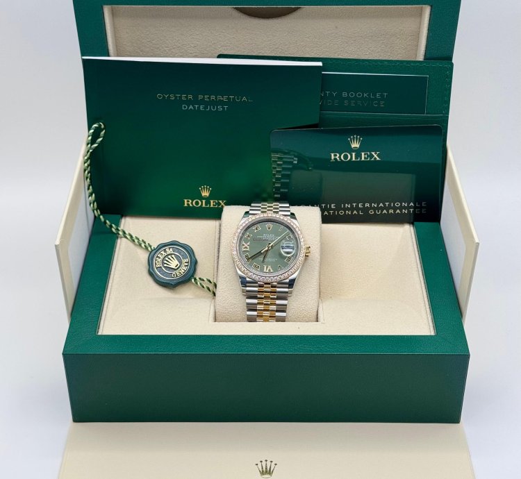 Rolex Datejust 36 New 2025 Green 6 9 Diamond With Diamond Bezel Datejust 36 126283rbr