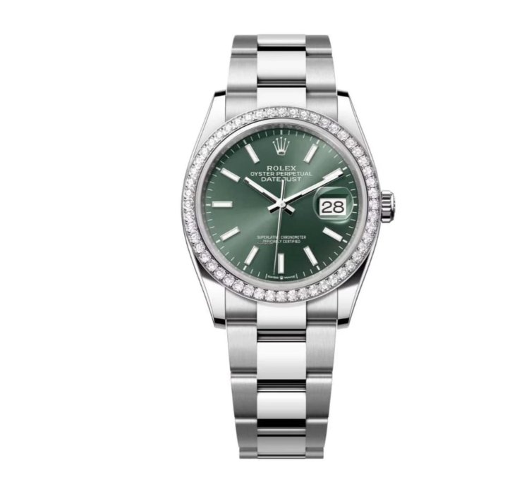 Rolex Datejust 36 New 2025 Mint Green Index Dial Stainless Steel Diamond Bezel Oyster Bracelet