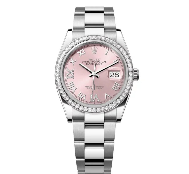 Rolex Datejust 36 New 2025 Pink Roman Diamond Dial Stainless Steel Diamond Bezel Oyster Bracelet