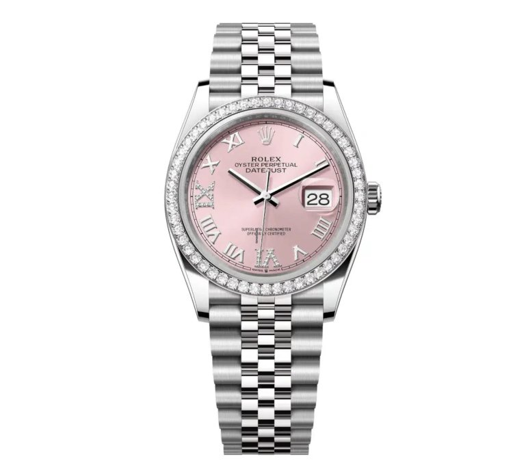 Rolex Datejust 36 New 2025 Pink Roman Diamond Stainless Steel Diamond Bezel Jubilee Bracelet