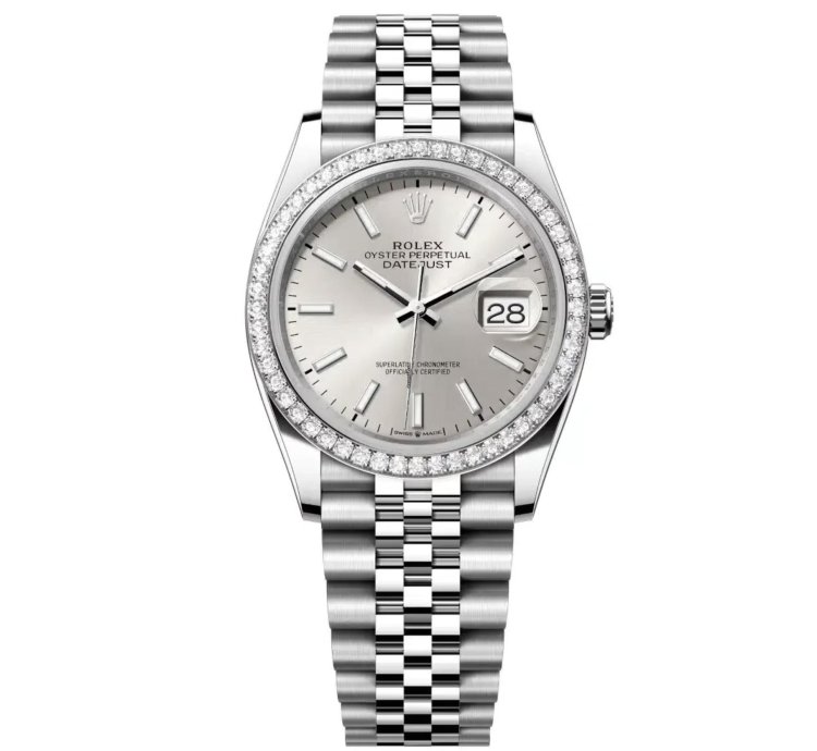 Rolex Datejust 36 New 2025 Silver Index Dial Stainless Steel Diamond Bezel Jubilee Bracelet