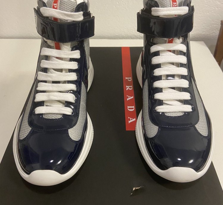 Prada Americas Cup Hightop Patent Leather Sneakers Brand New