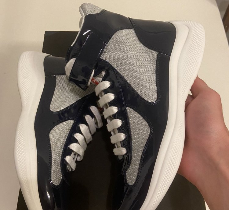 Prada Americas Cup Hightop Patent Leather Sneakers Brand New
