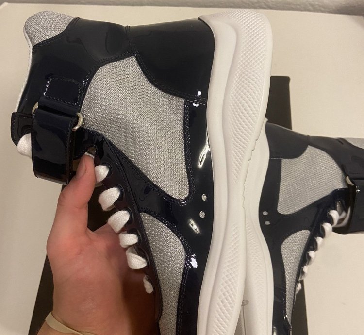 Prada Americas Cup Hightop Patent Leather Sneakers Brand New