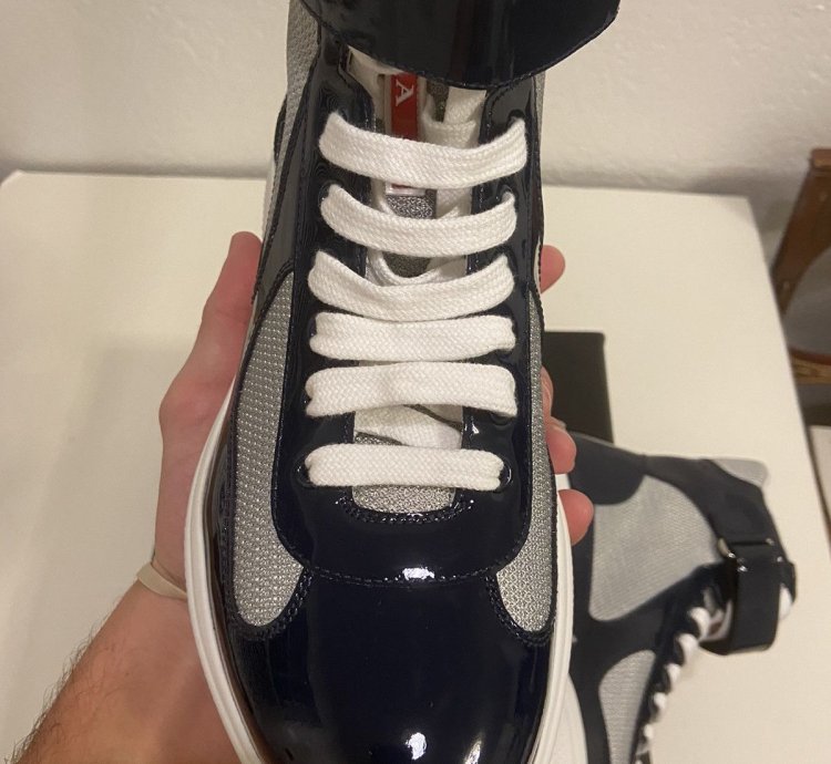Prada Americas Cup Hightop Patent Leather Sneakers Brand New
