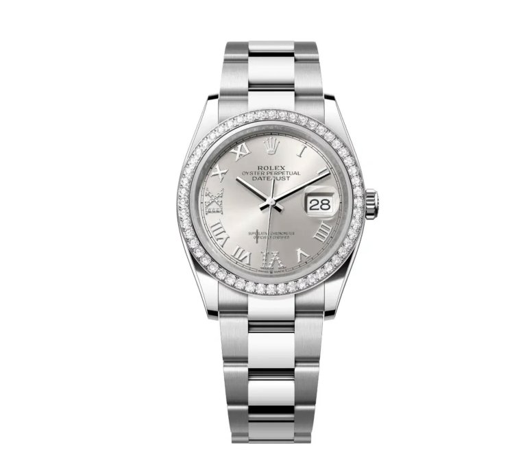 Rolex Datejust 36 New 2025 Silver Roman Diamond Stainless Steel Diamond Bezel Oyster Bracelet