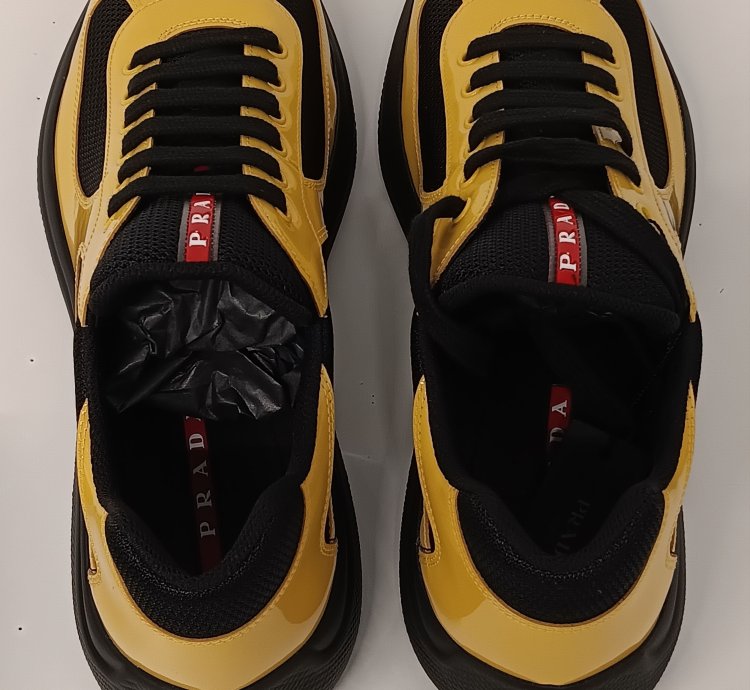Prada Americas Cup Low-top Patent Leather Sneakers - 11 5