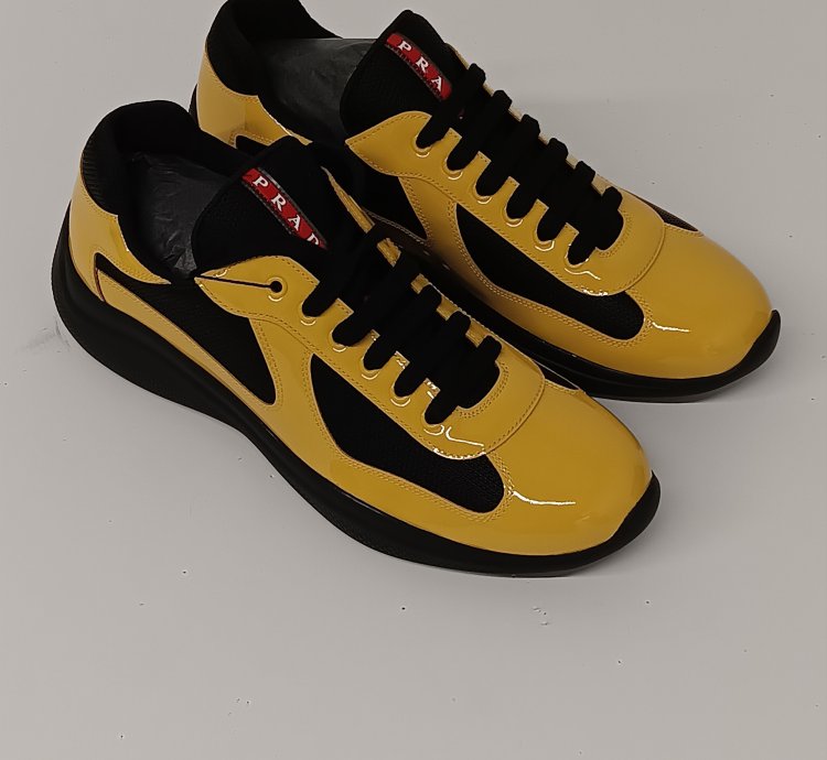 Prada Americas Cup Low-top Patent Leather Sneakers - 11 5