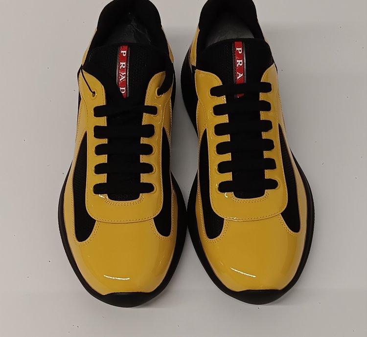 Prada Americas Cup Low-top Patent Leather Sneakers - 11 5