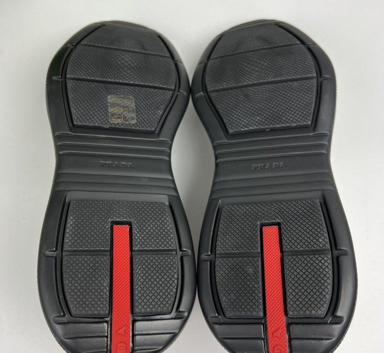 Prada Americas Cup Red Tab Low-top Leather Sneakers