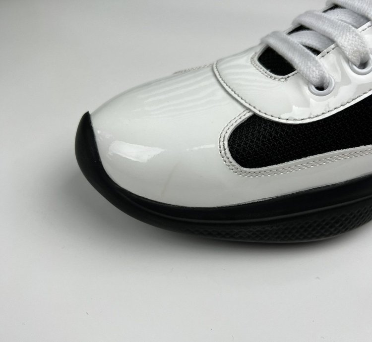 Prada Americas Cup Red Tab Low-top Leather Sneakers