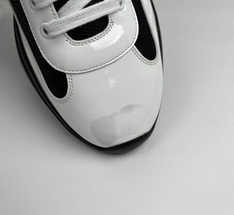 Prada Americas Cup Red Tab Low-top Leather Sneakers