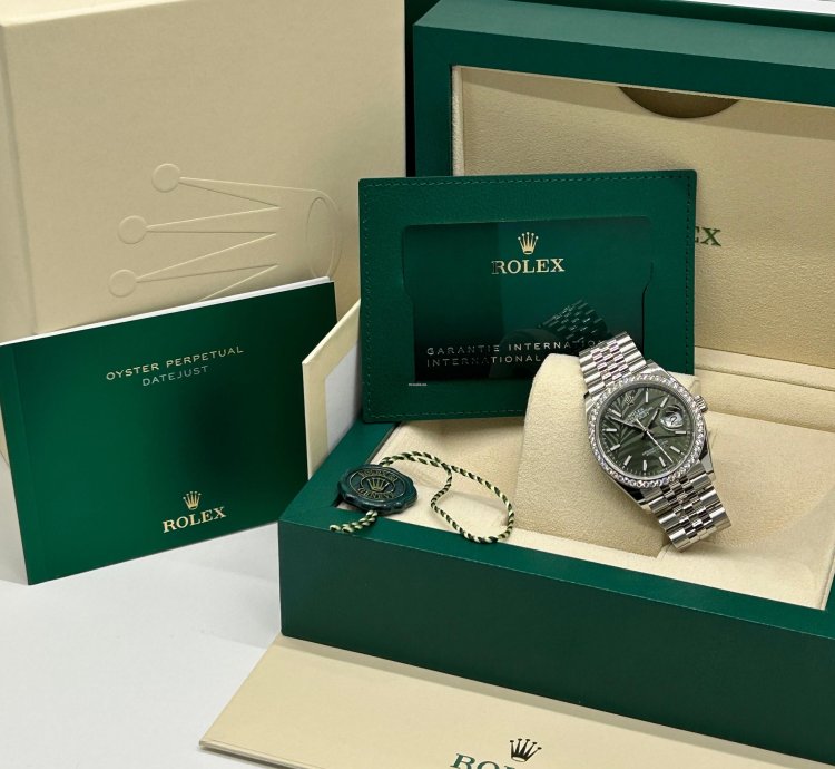 Rolex Datejust 36 Palm Dial - Diamonds Bezel - Ref 126284rbr - New 2023