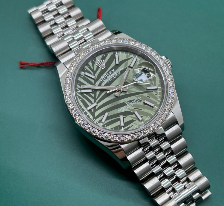 Rolex Datejust 36 Palm Dial - Diamonds Bezel - Ref 126284rbr - New 2023