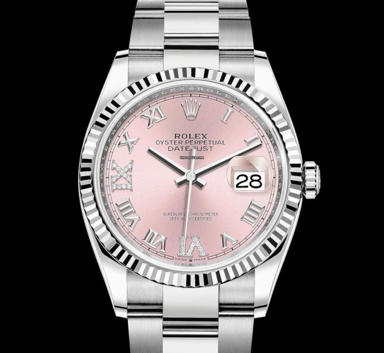 Rolex Datejust 36 Pink Dial Set With Diamonds - Oyster Bracelet