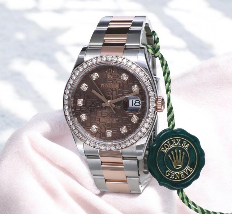 Rolex Datejust 36 Rose Gold Steel - Chocolate With Factory Diamonds Unworn 2022