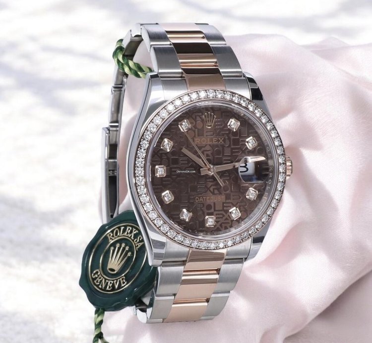 Rolex Datejust 36 Rose Gold Steel - Chocolate With Factory Diamonds Unworn 2022
