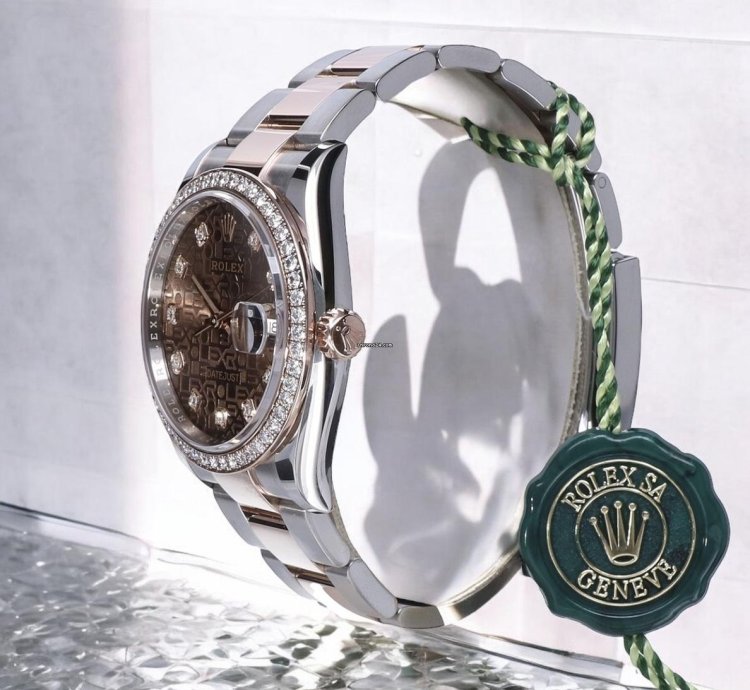 Rolex Datejust 36 Rose Gold Steel - Chocolate With Factory Diamonds Unworn 2022