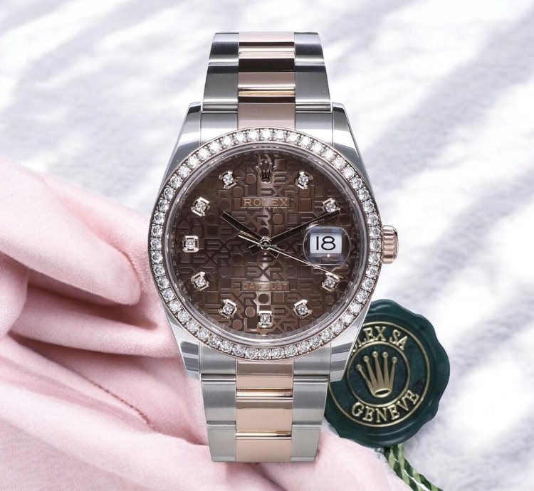 Rolex Datejust 36 Rose Gold Steel - Chocolate With Factory Diamonds Unworn 2022