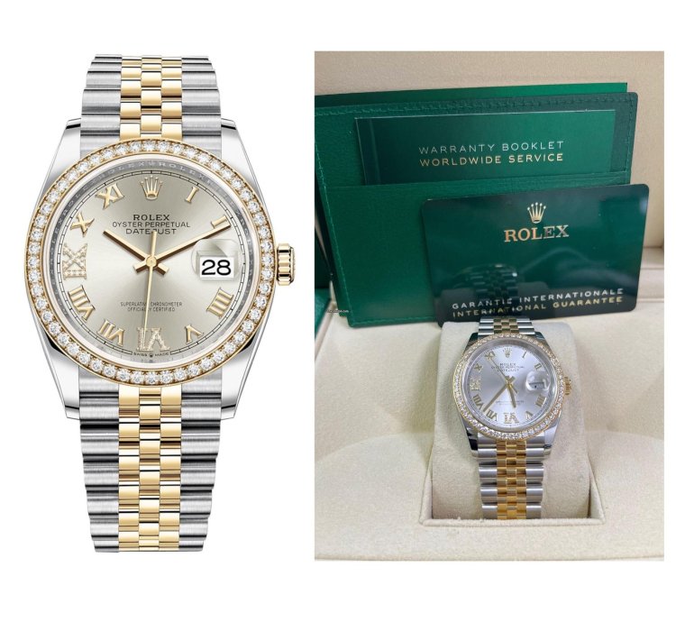 Rolex Datejust 36 Silver Diamond Set Dial Jubilee Bracelet Yellow Gold And Steel 126283rbr