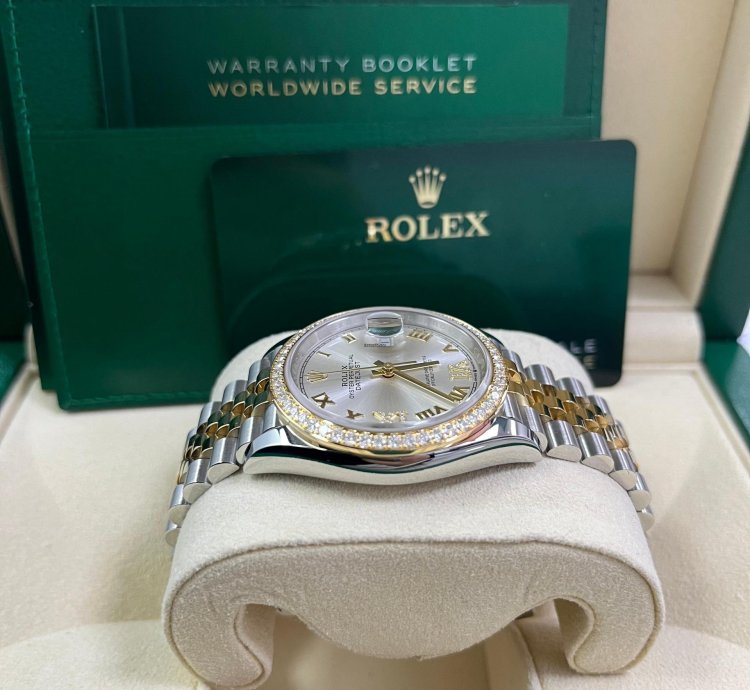Rolex Datejust 36 Silver Diamond Set Dial Jubilee Bracelet Yellow Gold And Steel 126283rbr