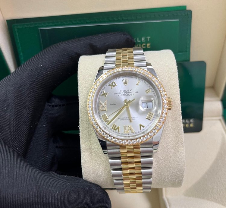 Rolex Datejust 36 Silver Diamond Set Dial Jubilee Bracelet Yellow Gold And Steel 126283rbr
