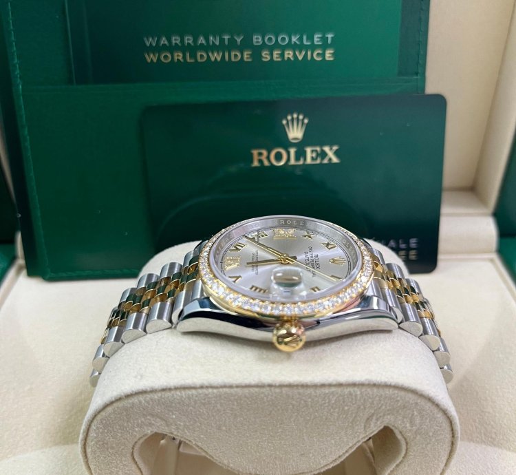 Rolex Datejust 36 Silver Diamond Set Dial Jubilee Bracelet Yellow Gold And Steel 126283rbr