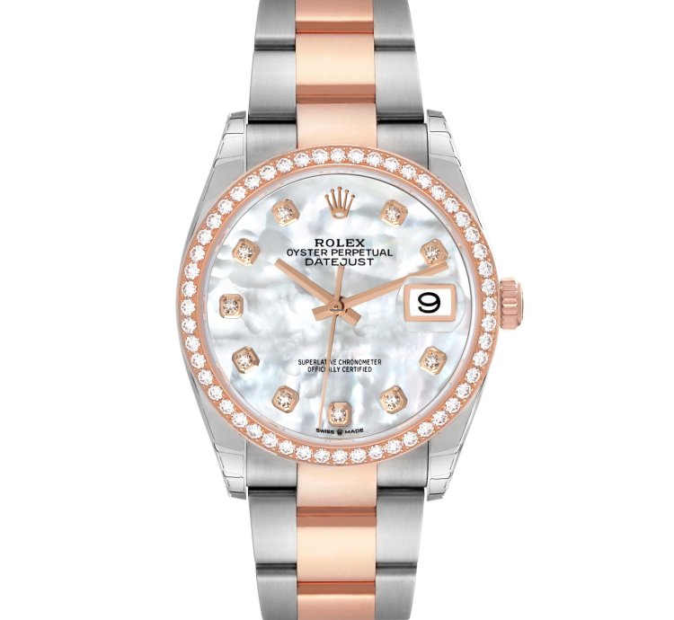 Rolex Datejust 36 Steel Rose Gold Mother Of Pearl Diamond Mens Watch 126281 Unworn