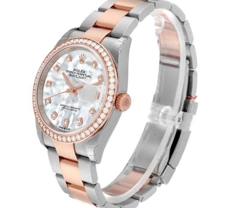 Rolex Datejust 36 Steel Rose Gold Mother Of Pearl Diamond Mens Watch 126281 Unworn