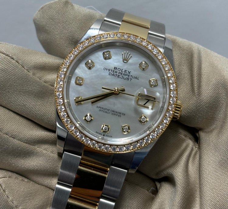 Rolex Datejust 36 Two Tone Diamond Mother Of Pearl Dial Oyster New 2024 Box And Papers