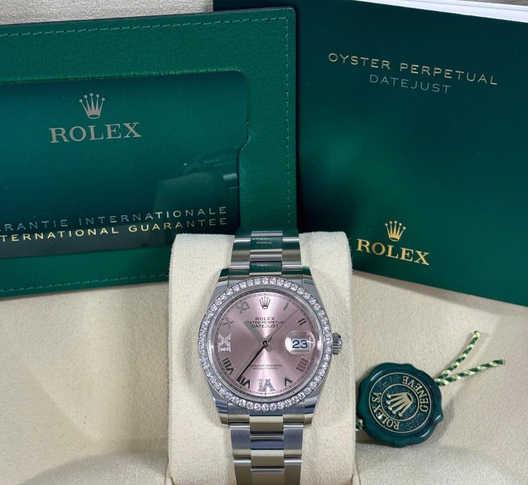 Rolex Datejust 36 Unworn 2024 Datejust 36 - Pink Roman - Diamond Bezel - Oyster - Box And Papers