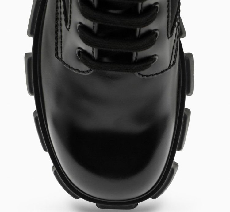Prada Black Brushed Leather And Nylon Monolith Boots