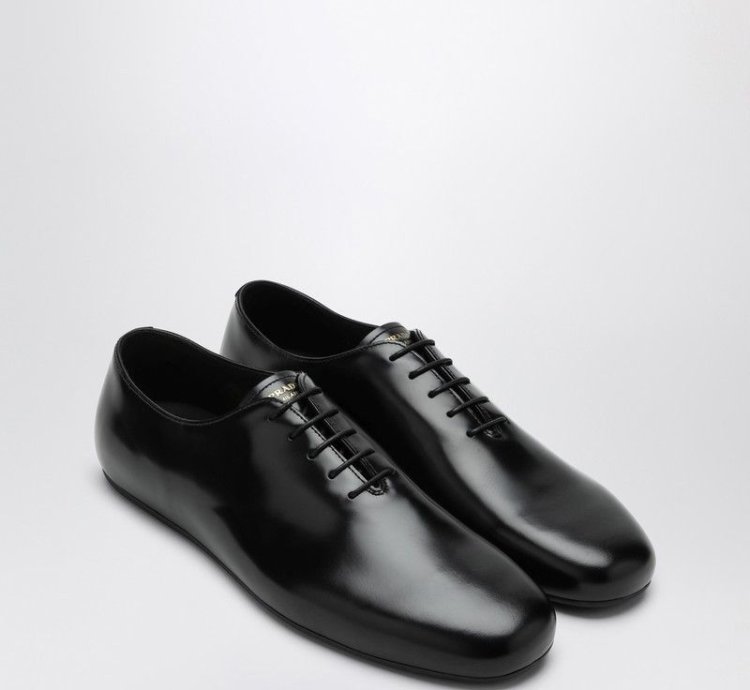 Prada Black Brushed Leather Brogue