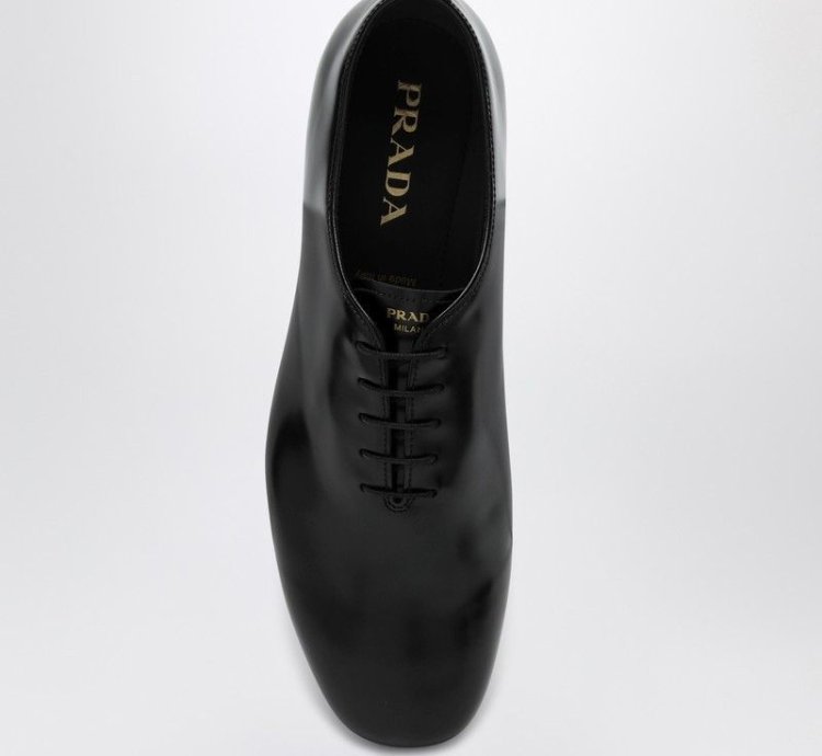 Prada Black Brushed Leather Brogue