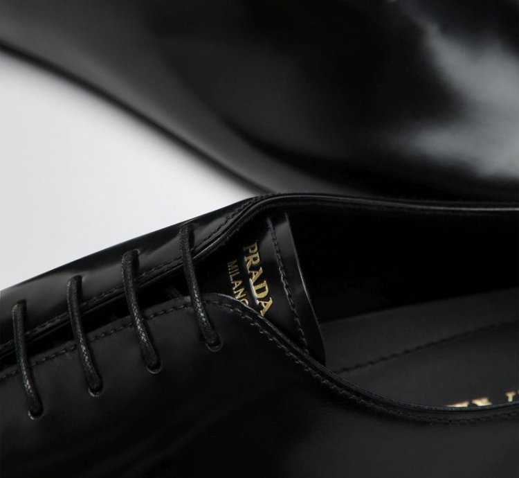 Prada Black Brushed Leather Brogue