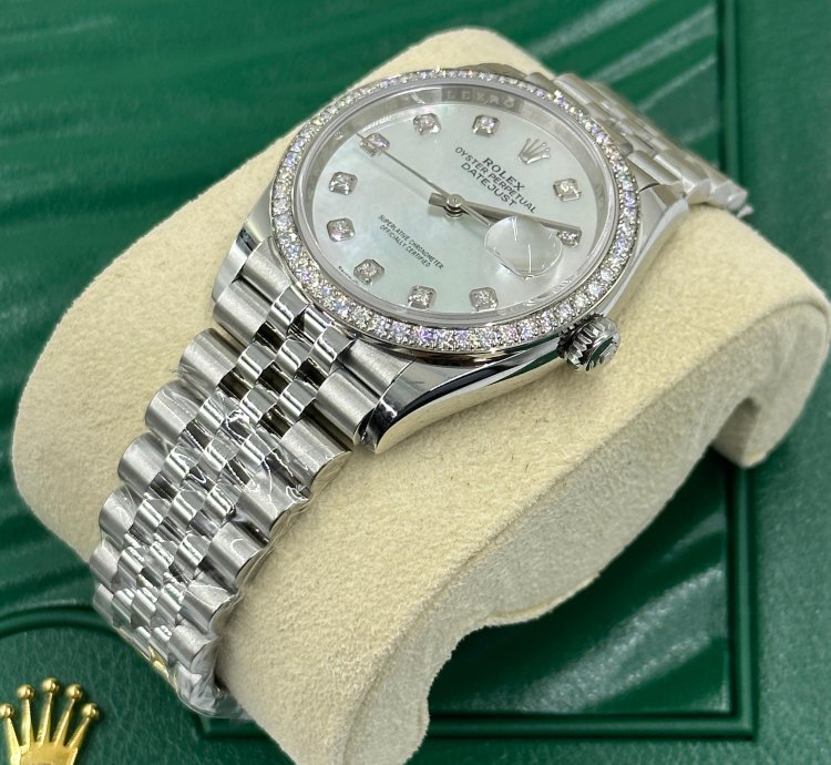 Rolex Datejust 36 White Mother Of Pearl Diamonds Dial