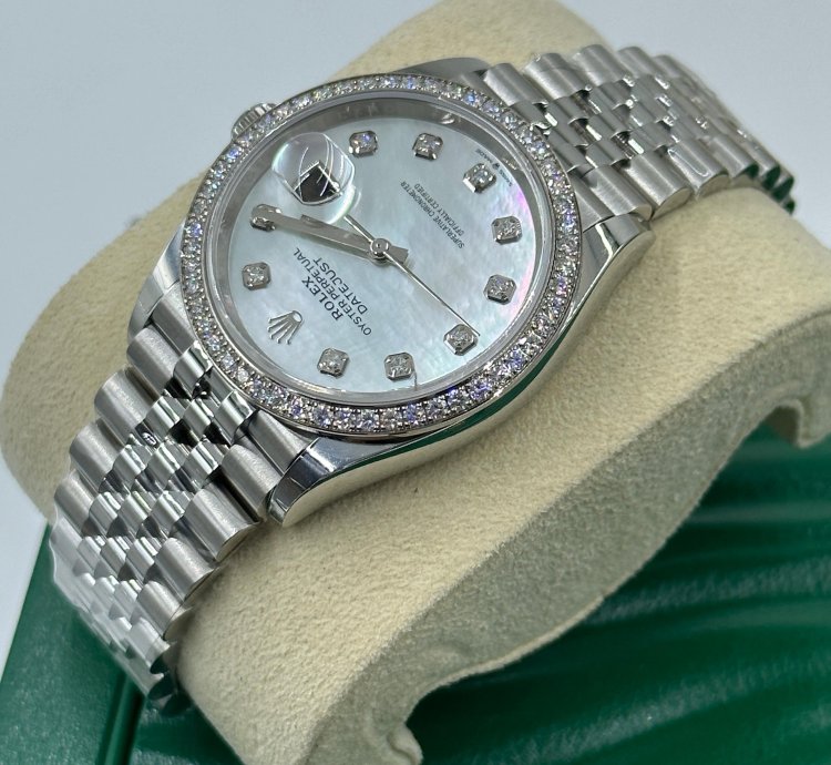Rolex Datejust 36 White Mother Of Pearl Diamonds Dial