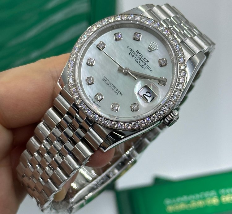 Rolex Datejust 36 White Mother Of Pearl Diamonds Dial