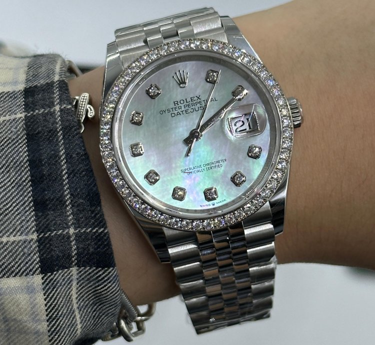 Rolex Datejust 36 White Mother Of Pearl Diamonds Dial
