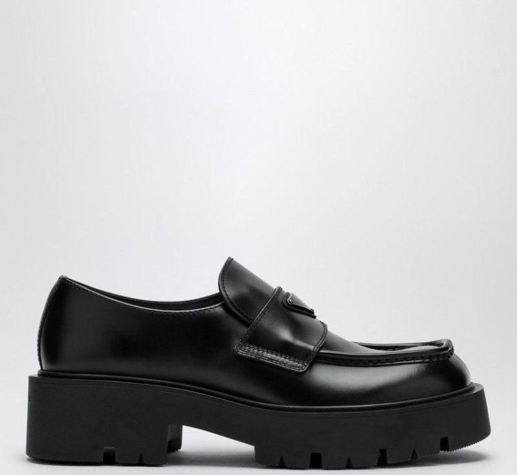 Prada Black Brushed Leather Loafer