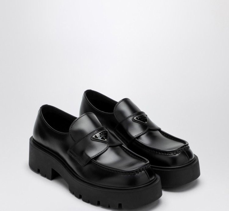 Prada Black Brushed Leather Loafer